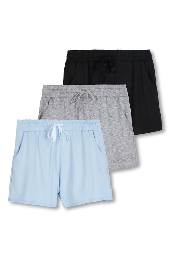 3 Pack: Girl's Lounge Soft Comfy Shorts with Drawstring - Yoga Athletic Sweat Shorts with Pockets