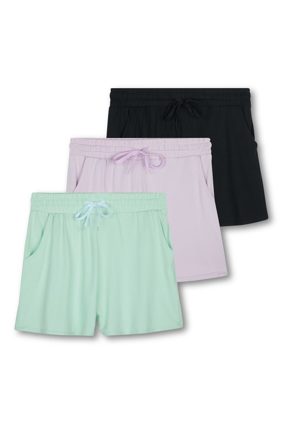 3 Pack: Girl's Lounge Soft Comfy Shorts with Drawstring - Yoga Athletic Sweat Shorts with Pockets
