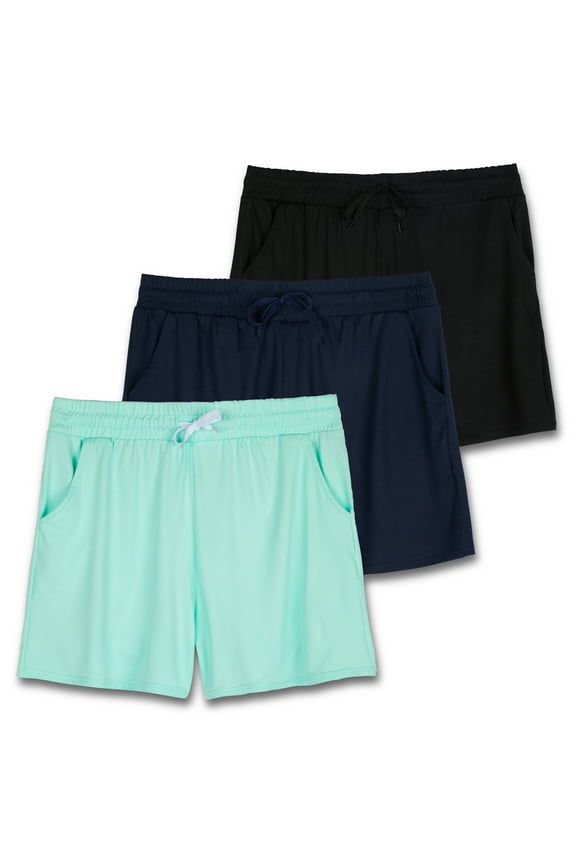 3 Pack: Girl's Lounge Soft Comfy Shorts with Drawstring - Yoga Athletic Sweat Shorts with Pockets