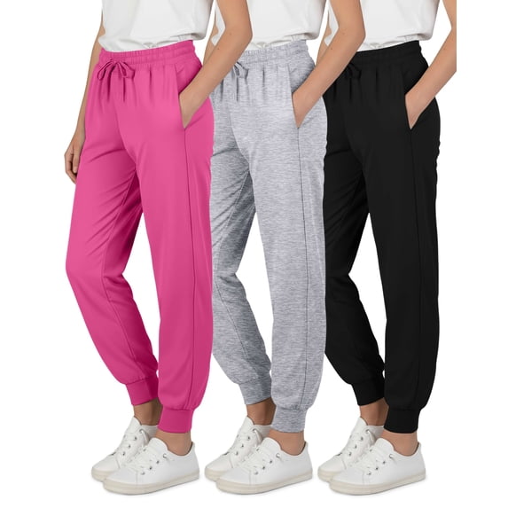 3 Pack Girls' Dry Fit Sweatpants Joggers Athletic Pants Teens Kids Hiking