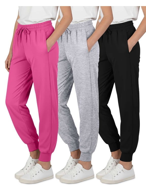 3 Pack Girls' Dry Fit Sweatpants Joggers Athletic Pants Teens Kids Hiking