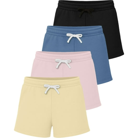 Real Essentials 3 Pack: Girls Fleece Shorts – Ultra Soft Pull On Lounge & Sport Shorts for School, Play & Everyday Comfort