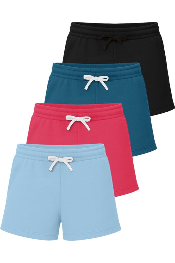 3 Pack: Girls Fleece Shorts – Ultra Soft Pull On Lounge & Sport Shorts for School, Play & Everyday Comfort
