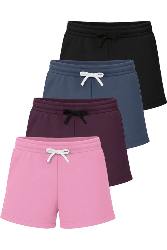 3 Pack: Girls Fleece Shorts – Ultra Soft Pull On Lounge & Sport Shorts for School, Play & Everyday Comfort