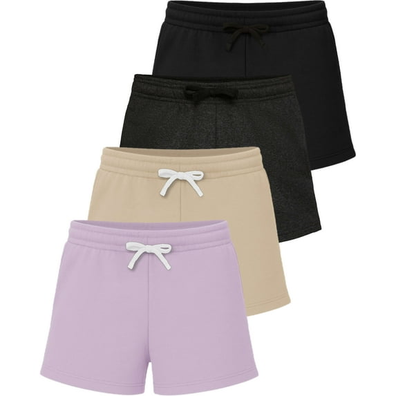 Real Essentials 3 Pack: Girls Fleece Shorts – Ultra Soft Pull On Lounge & Sport Shorts for School, Play & Everyday Comfort