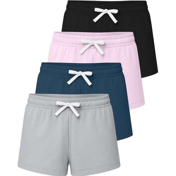 Real Essentials 3 Pack: Girls French Terry Lounge Shorts – Ultra Soft Pull-On Gym, Camp, Sports & Everyday Shorts