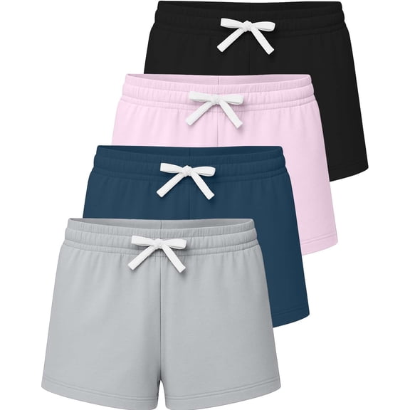 Real Essentials 3 Pack: Girls French Terry Lounge Shorts – Ultra Soft Pull-On Gym, Camp, Sports & Everyday Shorts