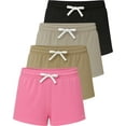 thumbnail image 1 of Real Essentials 3 Pack: Girls French Terry Lounge Shorts – Ultra Soft Pull-On Gym, Camp, Sports & Everyday Shorts, 1 of 6