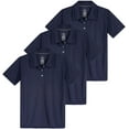 thumbnail image 1 of Real Essentials 3 Pack: Girls' Short Sleeve Performance Polo School Uniform(Ages 4-18), 1 of 5