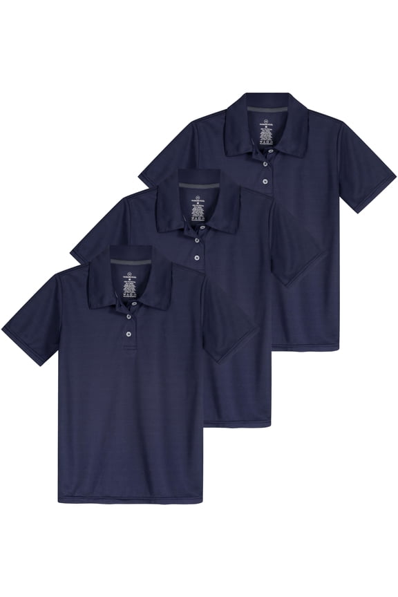 3 Pack: Girls' Short Sleeve Performance Polo School Uniform(Ages 4-18)