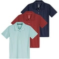thumbnail image 1 of Real Essentials 3 Pack: Girls' Short Sleeve Performance Polo School Uniform(Ages 4-18), 1 of 6