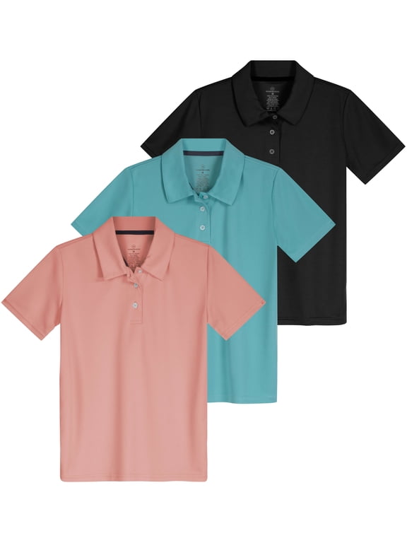 3 Pack: Girls' Short Sleeve Performance Polo School Uniform(Ages 4-18)