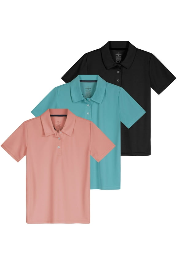 3 Pack: Girls' Short Sleeve Performance Polo School Uniform(Ages 4-18)