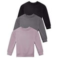 thumbnail image 1 of Real Essentials 3-Pack: Girls Ultra-Soft & Warm Long Sleeve Fleece Crew Neck Pullover Sweatshirt, 1 of 6