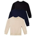 thumbnail image 1 of Real Essentials 3-Pack: Girls Ultra-Soft & Warm Long Sleeve Fleece Crew Neck Pullover Sweatshirt, 1 of 6