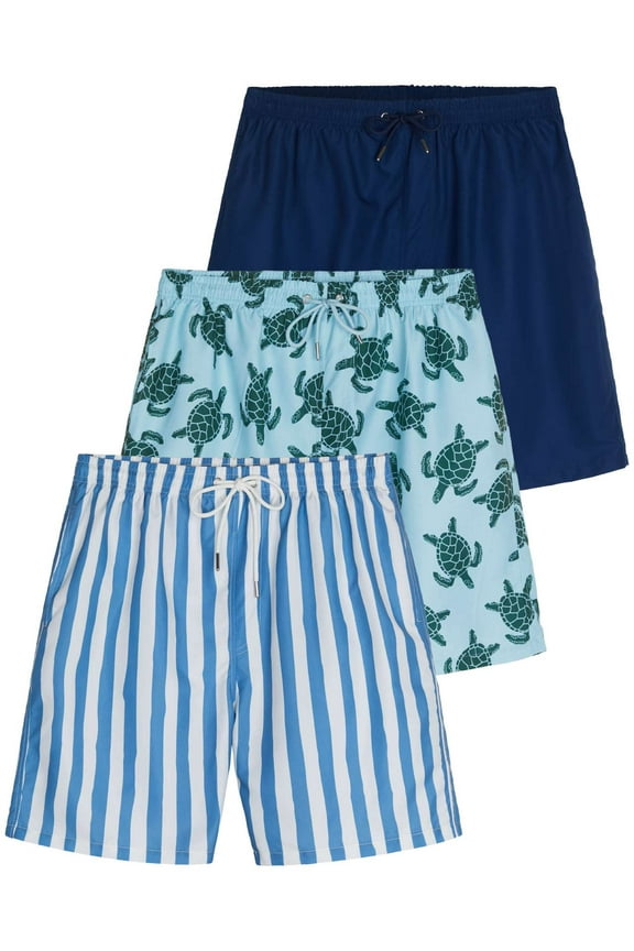 3 Pack: Men's 7" Quick-Dry Swim Trunk with with Mesh Lining (Available in Big & Tall)