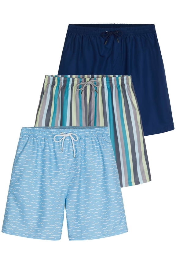 3 Pack: Men's 7" Quick-Dry Swim Trunk with with Mesh Lining (Available in Big & Tall)