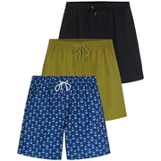 Real Essentials 3 Pack: Men's 7" Quick-Dry Swim Trunk with with Mesh Lining (Available in Big & Tall)