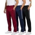 thumbnail image 1 of Real Essentials 3 Pack: Men's Active Athletic Casual Tricot Open Bottom Sweatpants with Pockets (Available In Big & Tall), 1 of 4