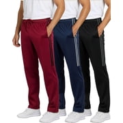 3 Pack Men's Tricot Sweatpants Track Workout Casual Lounge Pants Pockets