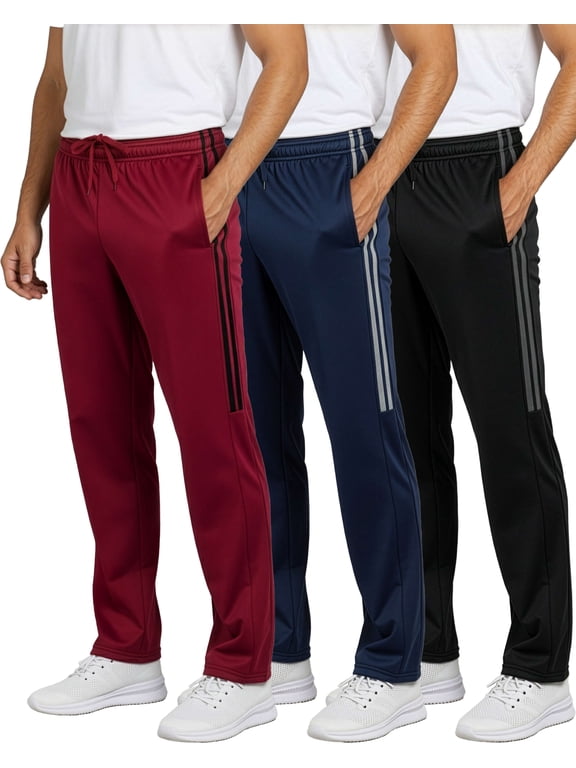 3 Pack Men's Tricot Sweatpants Track Workout Casual Lounge Pants Pockets