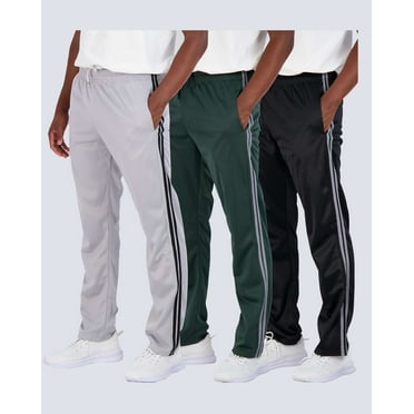 Real Essentials 3 Pack: Men's Active Athletic Casual Tricot Open Bottom Sweatpants with Pockets (Available In Big & Tall)