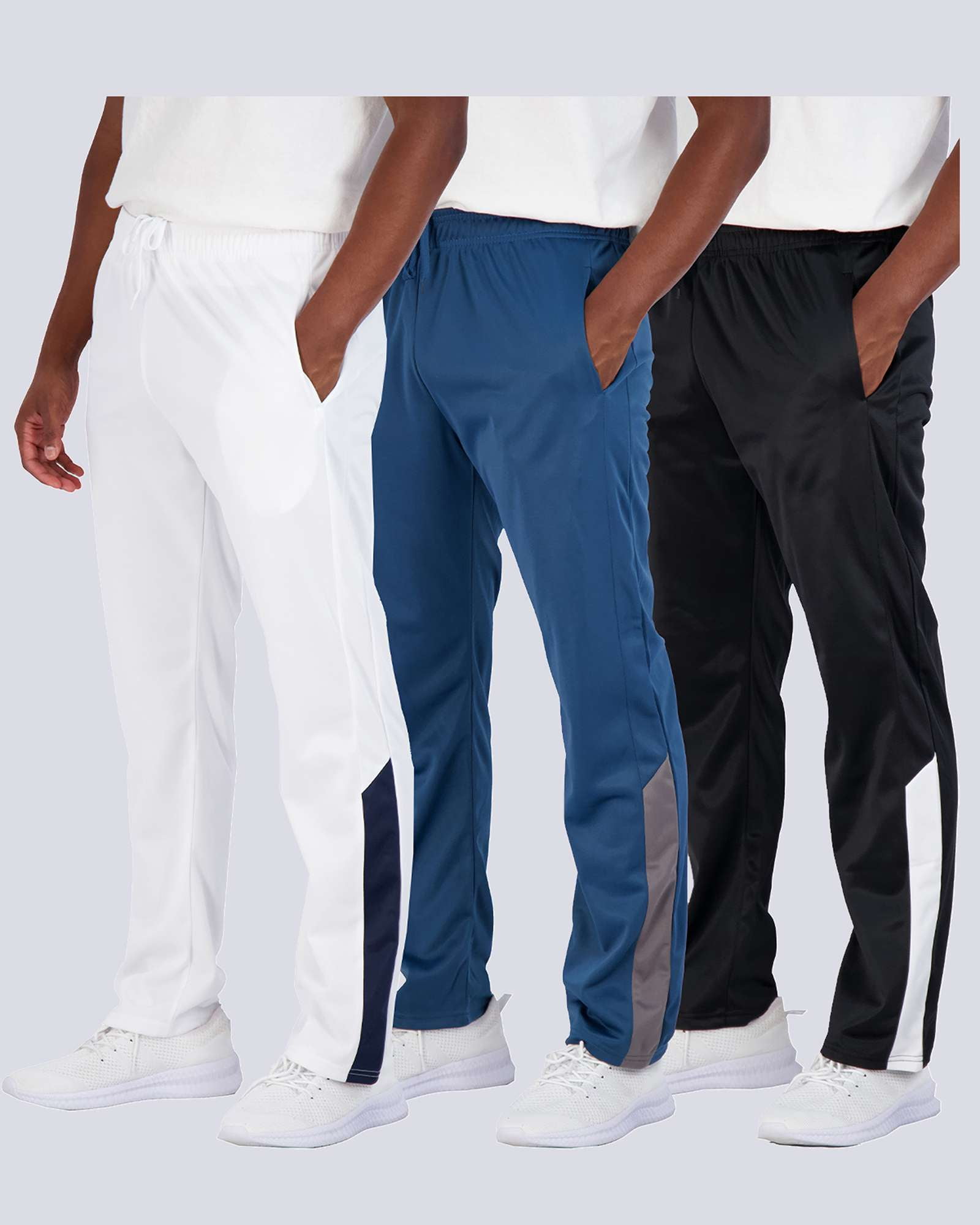 Real Essentials 3 Pack: Men's Active Athletic Casual Tricot Open Bottom ...