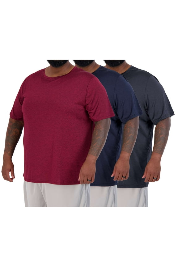 3 Pack: Men’s Big & Tall Tech Stretch Long-Sleeve & Short-Sleeve Dry-Fit T-Shirt (3XT-5XT)