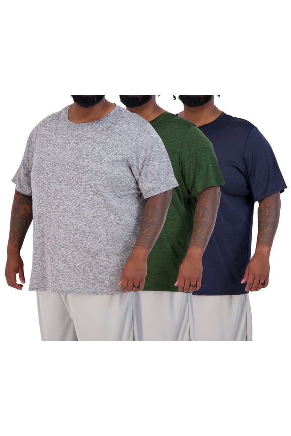 3 Pack: Men’s Big & Tall Tech Stretch Short-Sleeve Dry-Fit T-Shirt (3XT-5XT)