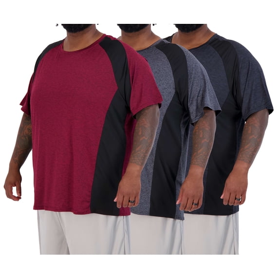 Real Essentials 3 Pack: Men’s Big & Tall Tech Stretch Short-Sleeve Dry-Fit T-Shirt (3XT-5XT)