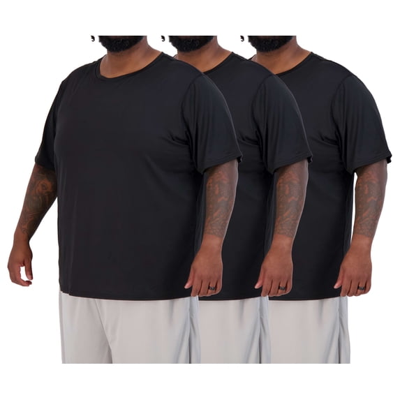 Real Essentials 3 Pack: Men’s Big & Tall Tech Stretch Short-Sleeve Dry-Fit T-Shirt (3XT-5XT)