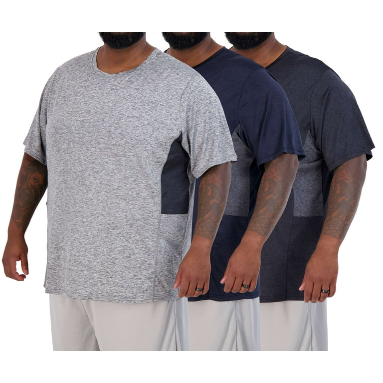 Real Essentials 3 Pack Men s Big Tall Tech Stretch Long Sleeve Short Sleeve Dry Fit T Shirt 3XT 5XT