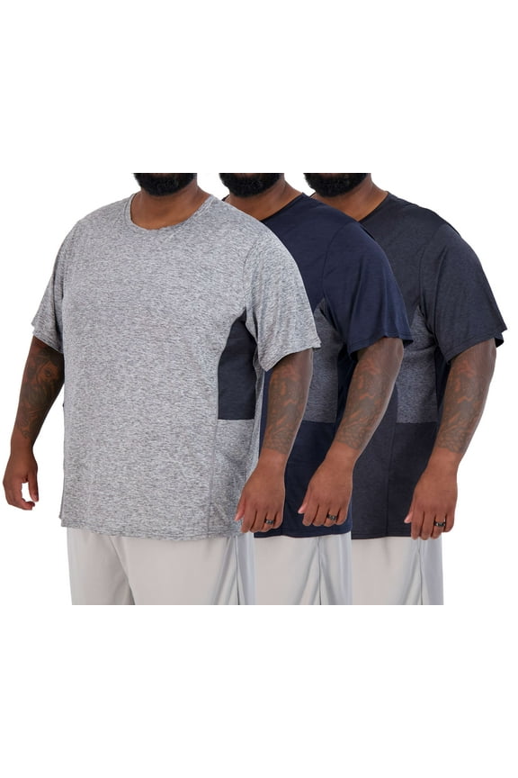 3 Pack: Men’s Big & Tall Tech Stretch Long-Sleeve & Short-Sleeve Dry-Fit T-Shirt (3XT-5XT)