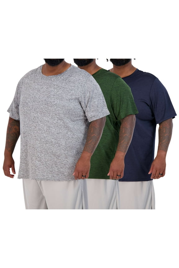 3 Pack: Men’s Big & Tall Tech Stretch Long-Sleeve & Short-Sleeve Dry-Fit T-Shirt (3XT-5XT)
