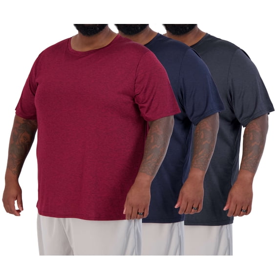 Real Essentials 3 Pack: Men’s Big & Tall Tech Stretch Short-Sleeve Dry-Fit T-Shirt (3XT-5XT)