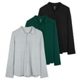thumbnail image 1 of Real Essentials 3-Pack: Men's Classic Style Casual Long Sleeve Button Down Collared Shirt (Available in Big & Tall), 1 of 6