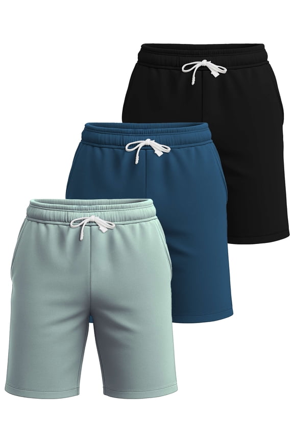 3 Pack: Men's Cotton 7" French Terry Lounge Sweatshorts – Gym Casual Shorts Pockets (Big & Tall Available)
