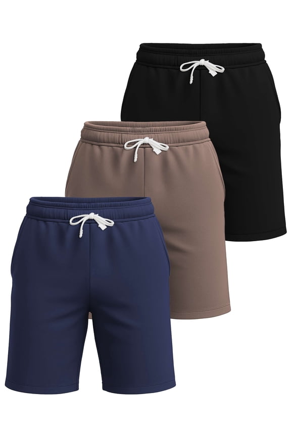 3 Pack: Men's Cotton 7" French Terry Lounge Sweatshorts – Gym Casual Shorts Pockets (Big & Tall Available)