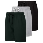 REAL ESSENTIALS 3 Pack: Men's Cotton 9" French Terry Casual Lounge Sweat Shorts with Pockets (Available In Big & Tall)