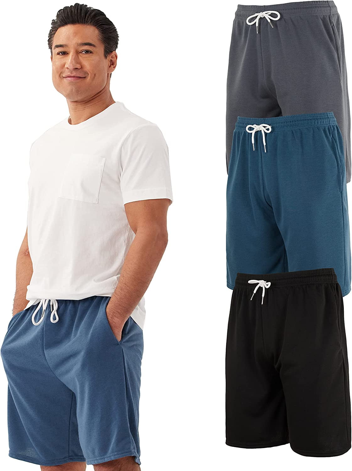 Real Essentials 3 Pack Men's Cotton 9" French Terry Casual Lounge