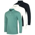 thumbnail image 1 of Real Essentials 3 Pack Men's Cotton Jersey Long-Sleeve Polo Shirt - Casual Workwear Office (Available In Big & Tall), 1 of 6
