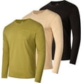 thumbnail image 1 of Real Essentials 3 Pack: Men's Cotton Long Sleeve Crew Neck T-Shirt with Pocket - Soft Work Casual Jersey Tees (Big & Tall), 1 of 7