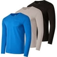 thumbnail image 1 of Real Essentials 3 Pack: Men's Cotton Long Sleeve Crew Neck T-Shirt with Pocket - Soft Work Casual Jersey Tees (Big & Tall), 1 of 7