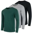 thumbnail image 1 of Real Essentials 3 Pack: Men's Cotton Performance Long Sleeve Crew Neck Pocket T-Shirt Athletic Top (Available in Big & Tall), 1 of 7