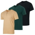 thumbnail image 1 of Real Essentials 3 Pack: Men's Cotton Short & Long Sleeve Henley T-Shirt Performance Activewear (Available In Big & Tall), 1 of 7