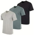 thumbnail image 1 of Real Essentials 3 Pack: Men's Cotton Short & Long Sleeve Henley T-Shirt Performance Activewear (Available In Big & Tall), 1 of 7