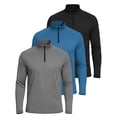 thumbnail image 1 of Real Essentials 3 Pack: Men's Dry-Fit Active Quarter Zip Long Sleeve Athletic Performance Pullover (Available In Big & Tall), 1 of 2