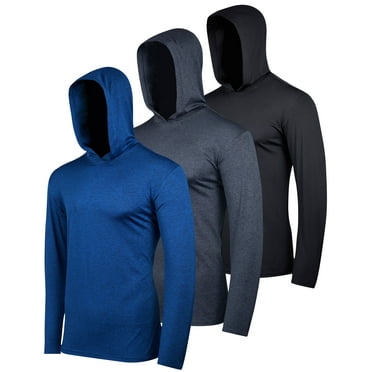 Real Essentials 3 Pack: Men's Dry Fit Moisture Wicking Long Sleeve Active Athletic Hoodie Pullover Sweatshirt (Big & Tall)