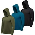 thumbnail image 1 of Real Essentials 3 Pack: Men's Dry Fit Wicking Long Sleeve Fishing Active Hoodie Pullover Sweatshirt (Big & Tall), 1 of 6
