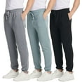 thumbnail image 1 of Real Essentials 3 Pack: Men's Fleece Elastic Bottom Jogger Sweatpants with Pockets (Available In Big & Tall), 1 of 7